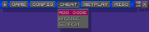 ZSNES GUI showing the Cheat Menu