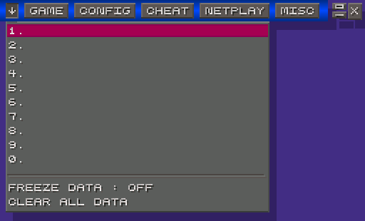 ZSNES GUI showing the Quick Game Load Menu